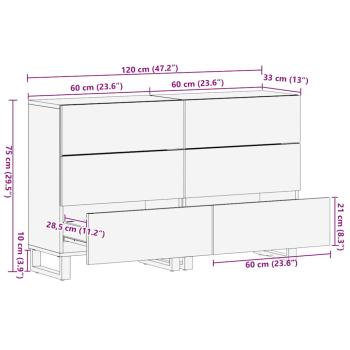 Sideboards 2 Stk. Schwarz 60x33x75 cm Massivholz Mango