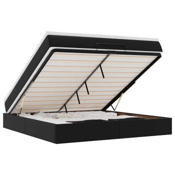 Ottoman-Bett mit Matratze Schwarz 180x200 cm Kunstleder