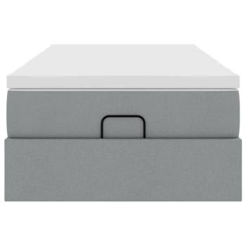 Ottoman-Bett mit Matratze Hellgrau 80x200 cm Stoff