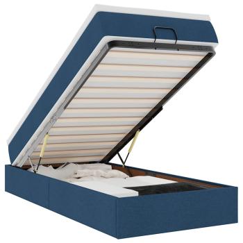ARDEBO.de - Ottoman-Bett mit Matratze Blau 100x200 cm Stoff