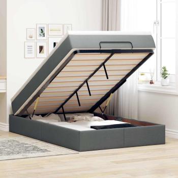 ARDEBO.de - Ottoman-Bett mit Matratze Dunkelgrau 120x200 cm Stoff