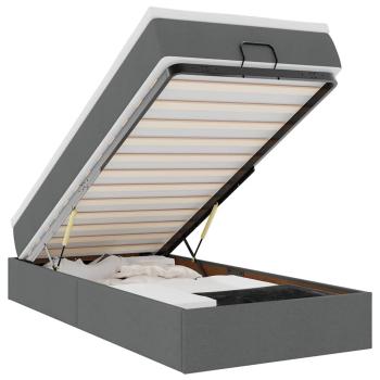 Ottoman-Bett mit Matratze Dunkelgrau 90x200 cm Stoff
