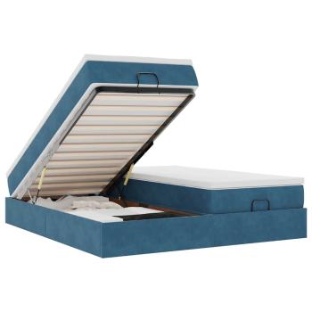Ottoman-Bett mit Matratzen Dunkelblau 160x200 cm Samt