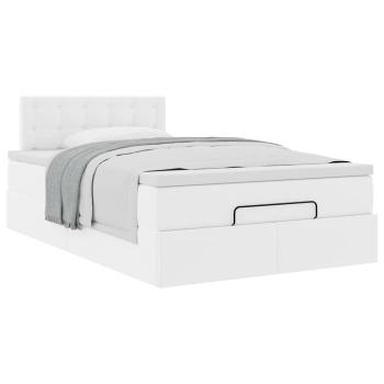 Ottoman-Bett mit Matratze Weiß 120x200 cm Kunstleder