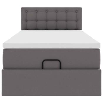 Ottoman-Bett mit Matratze Grau 90x200 cm Kunstleder