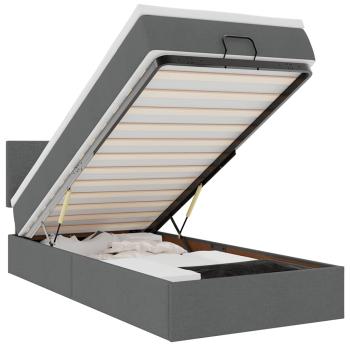 Ottoman-Bett mit Matratze Dunkelgrau 90x200 cm Stoff