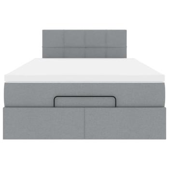 Ottoman-Bett mit Matratze Hellgrau 120x200 cm Stoff