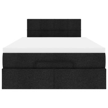 Ottomane Bett mit Matratze & LEDs Schwarz 120x190 cm Stoff