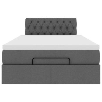 Ottoman-Bett mit Matratze Dunkelgrau 120x190 cm Stoff