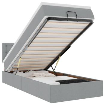 Ottoman-Bett mit Matratze Hellgrau 100x200 cm Stoff