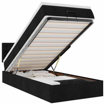 Ottoman-Bett mit Matratze Schwarz 100x200 cm Stoff