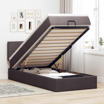 ARDEBO.de - Ottoman-Bett mit Matratze Dunkelbraun 100x200 cm Stoff