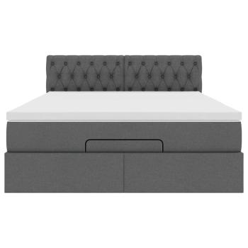 ARDEBO.de - Ottoman-Bett mit Matratze Dunkelgrau 140x200 cm Stoff