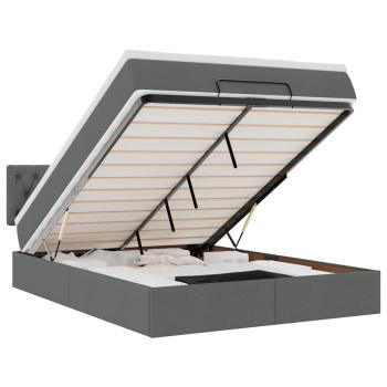 Ottoman-Bett mit Matratze Dunkelgrau 140x200 cm Stoff