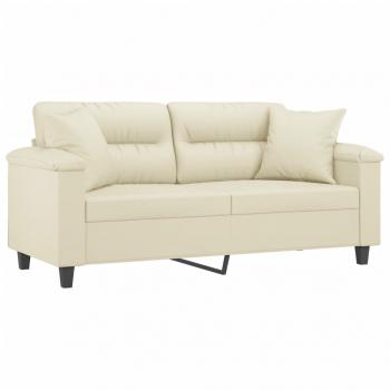 2-Sitzer-Sofa mit Zierkissen Creme 140 cm Kunstleder