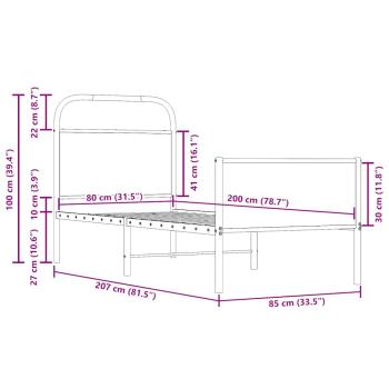 Bettgestell ohne Matratze 80x200 cm Sonoma-Eiche Holzwerkstoff