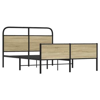 ARDEBO.de - Bettgestell ohne Matratze 135x190 cm Sonoma-Eiche Holzwerkstoff