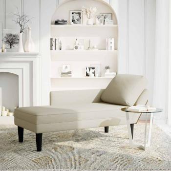 Chaiselongue mit Kissen und Rechter Armlehne Creme Samt