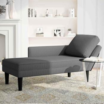Chaiselongue mit Kissen Dunkelgrau Cordstoff