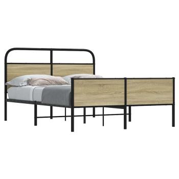 ARDEBO.de - Bettgestell ohne Matratze 140x200 cm Sonoma-Eiche Holzwerkstoff