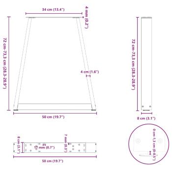 ARDEBO.de - Couchtischbeine V-Form 2 Stk. Anthrazit 50x(72-73) cm Stahl