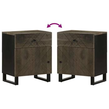 Nachttisch Schwarz 50x33x60 cm Massivholz Mango