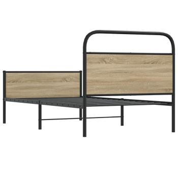 ARDEBO.de - Bettgestell ohne Matratze 90x190 cm Sonoma-Eiche Holzwerkstoff