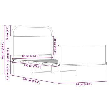 Bettgestell ohne Matratze 80x200 cm Sonoma-Eiche Holzwerkstoff