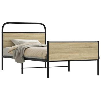 ARDEBO.de - Bettgestell ohne Matratze 100x190 cm Sonoma-Eiche Holzwerkstoff
