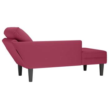 Chaiselongue mit Kissen und Rechter Armlehne Weinrot Samt