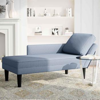 Chaiselongue mit Kissen Blau Cordstoff