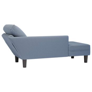 Chaiselongue mit Kissen Blau Cordstoff