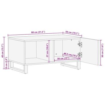 Couchtisch Schwarz 80x50x40 cm Massivholz Mango