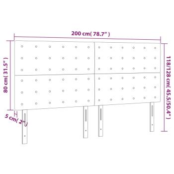 LED Kopfteil Cappuccino-Braun 200x5x118/128cm Kunstleder