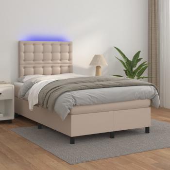 ARDEBO.de - Boxspringbett mit Matratze & LED Cappuccino-Braun 120x200cm