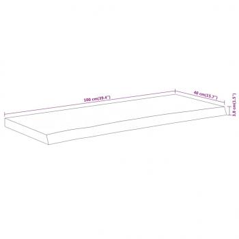 Tischplatte 100x40x3,8cm Rechteckig Massivholz Akazie Baumkante