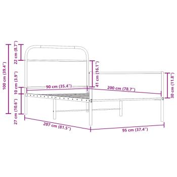 Bettgestell ohne Matratze 90x200 cm Sonoma-Eiche Holzwerkstoff