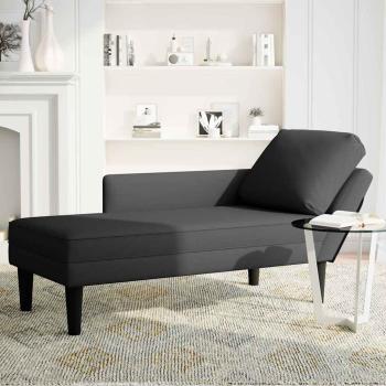 Chaiselongue mit Kissen und Rechter Armlehne Schwarz Samt