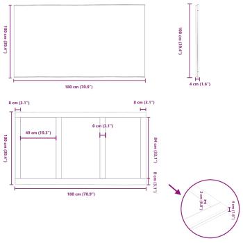 Tischplatte Hellbraun 180x100x4,2cm Massivholz Eiche Rechteckig