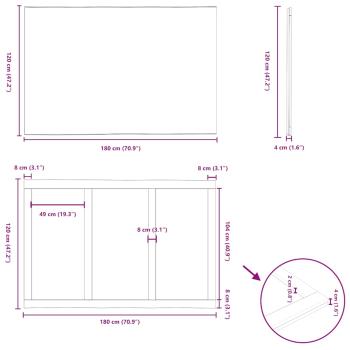 Tischplatte Hellbraun 180x120x4,2cm Massivholz Eiche Rechteckig