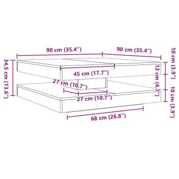 Couchtisch 360-Grad Drehbar Weiß 90x90x34,5 cm