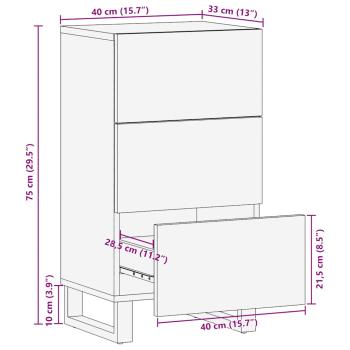 Sideboard Schwarz 40x33x75 cm Massivholz Mango