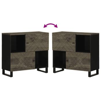 Sideboard Schwarz 80x33x75 cm Massivholz Mango