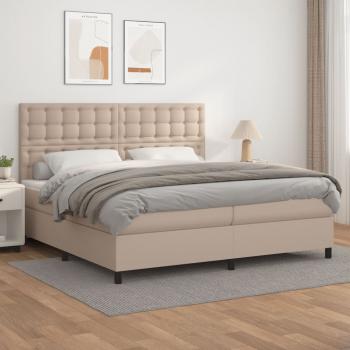 ARDEBO.de - Boxspringbett Matratze Cappuccino-Braun 200x200cm Kunstleder