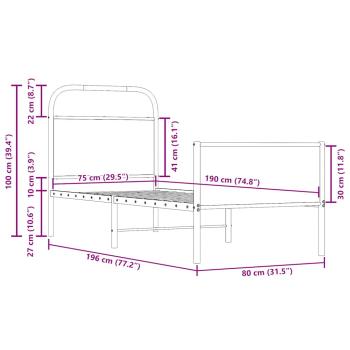 Bettgestell ohne Matratze 75x190 cm Sonoma-Eiche Holzwerkstoff