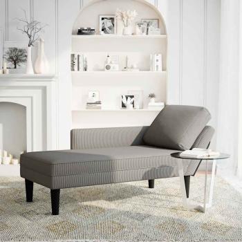 ARDEBO.de - Chaiselongue mit Kissen Hellgrau Cordstoff