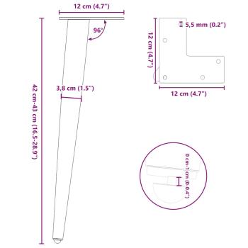 Couchtischbeine Konische Form 4 Stk. Anthrazit 42-43 cm Stahl