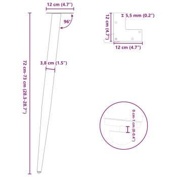 Couchtischbeine Konische Form 4 Stk. Schwarz 72-73 cm Stahl