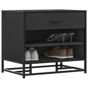 ARDEBO.de - Schuhbank Schwarz 60x40x53,5 cm Holzwerkstoff und Metall