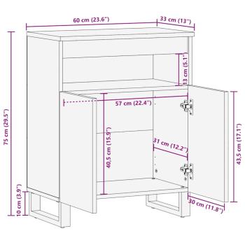 Sideboard Schwarz 60x33x75 cm Massivholz Mango
